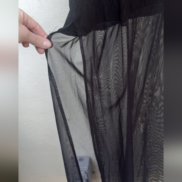 🌞 Black Sheer Swim Coverup Tunic with Slit Sz L Cha cha Vente Very good condt - Picture 5 of 5